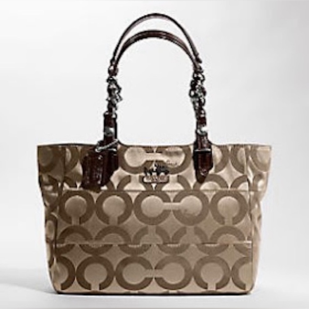 NWOT Vintage 2009 Coach Tribeca Op Art Tote & Dust Bag with Care Card Never Used